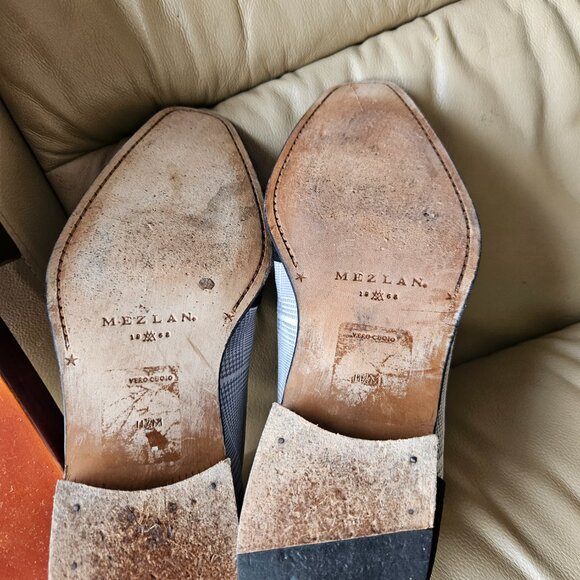 MEZLAN Plaid CapToe La With Checked Black & White Fabric Print Mens US Size 11.5 - Picture 8 of 9